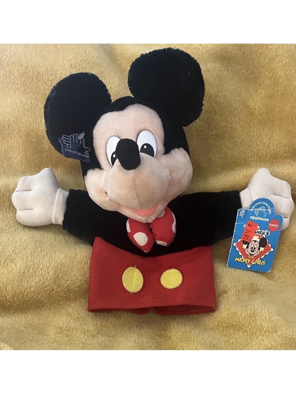 VTG NWT Walt Disney Mickey Mouse Plush Hand Puppet Applause Tags Clean